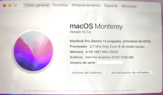MacBook Pro 13 i5 8GB 256GB 2015