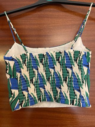 Top Zara Lino Estampado Talla XS