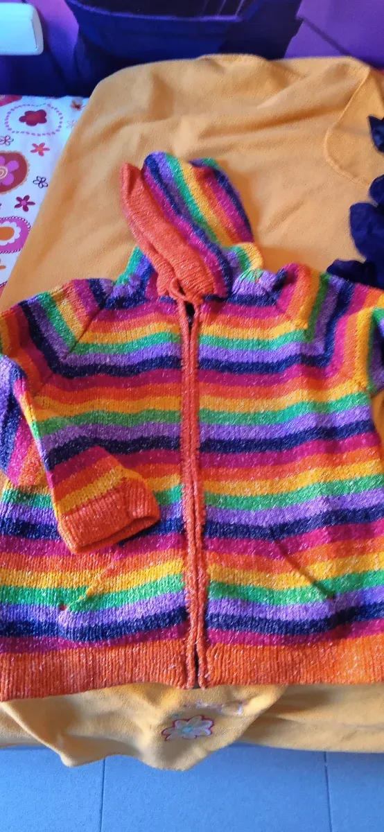Abrigo de lana multicolor con cremallera