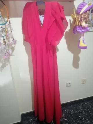 Vestido fiesta volantes rojo