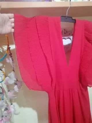 Vestido fiesta volantes rojo