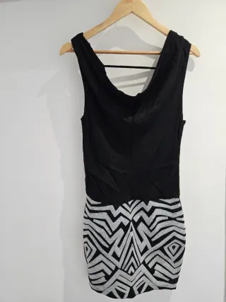 Vestido fiesta negro y blanco