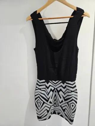 Vestido fiesta negro y blanco