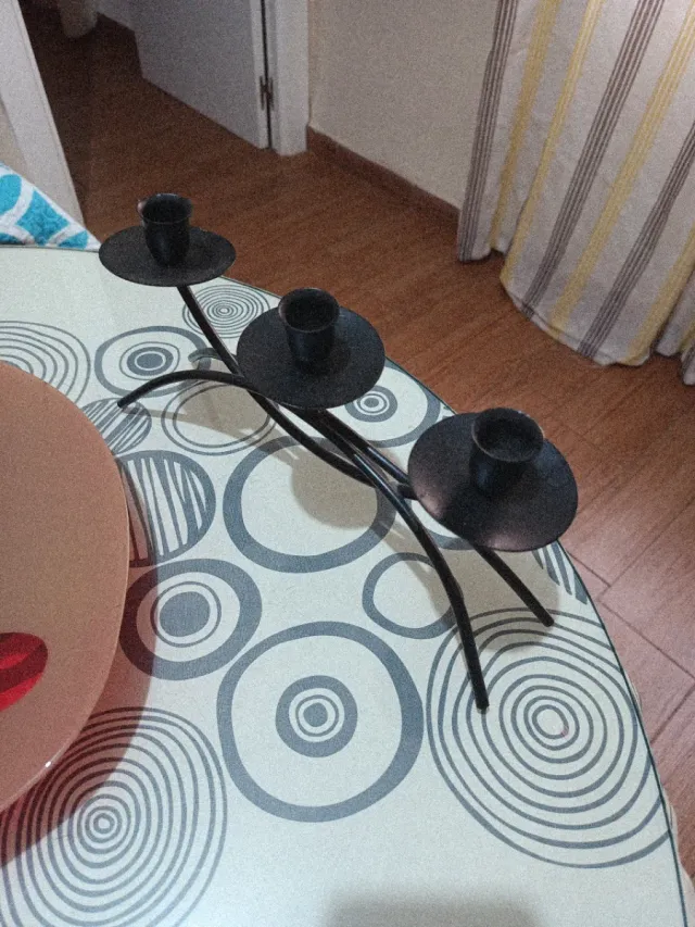 Juego 2 Candelabros Forja Negro