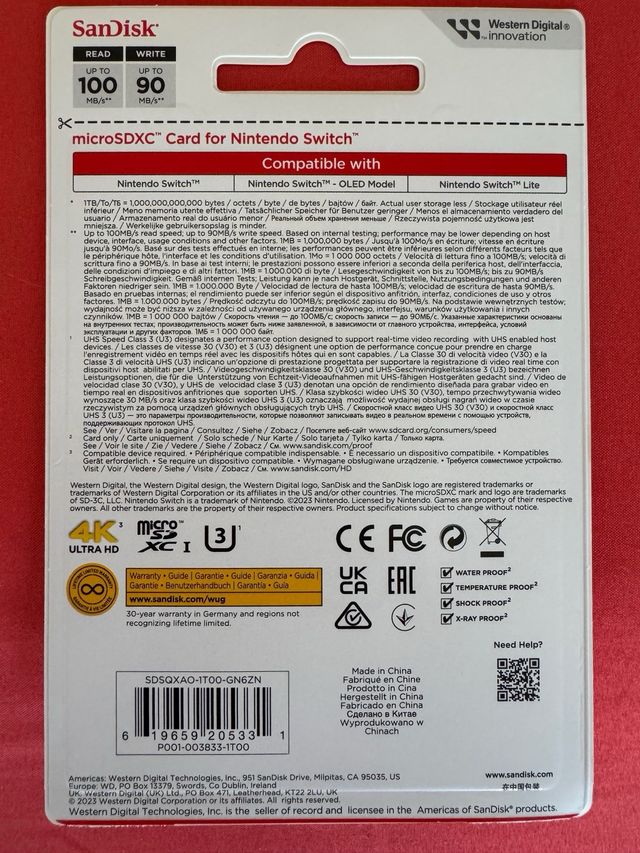 Tarjeta microSDXC SanDisk 1 TB Zelda Nueva