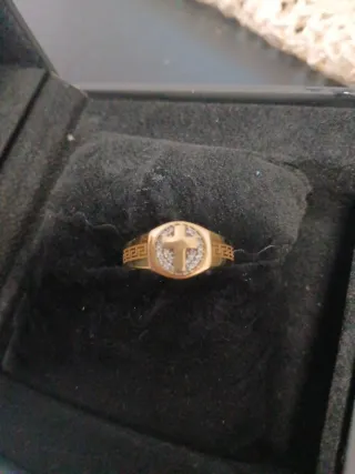 Anillo Oro 18k Cruz Diamantes