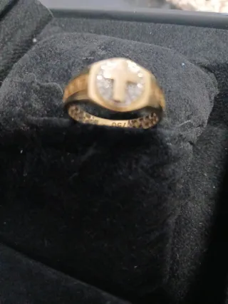 Anillo Oro 18k Cruz Diamantes