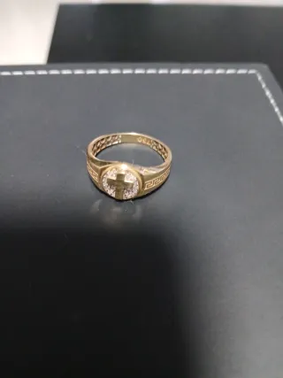 Anillo Oro 18k Cruz Diamantes