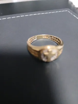 Anillo Oro 18k Cruz Diamantes