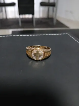 Anillo Oro 18k Cruz Diamantes
