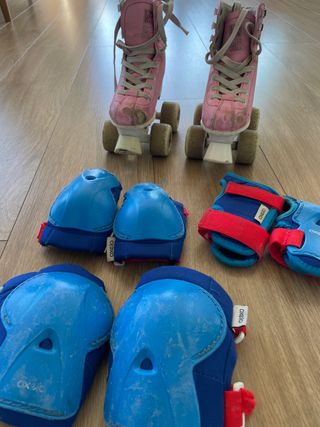 Patines rosas niña con protecciones
