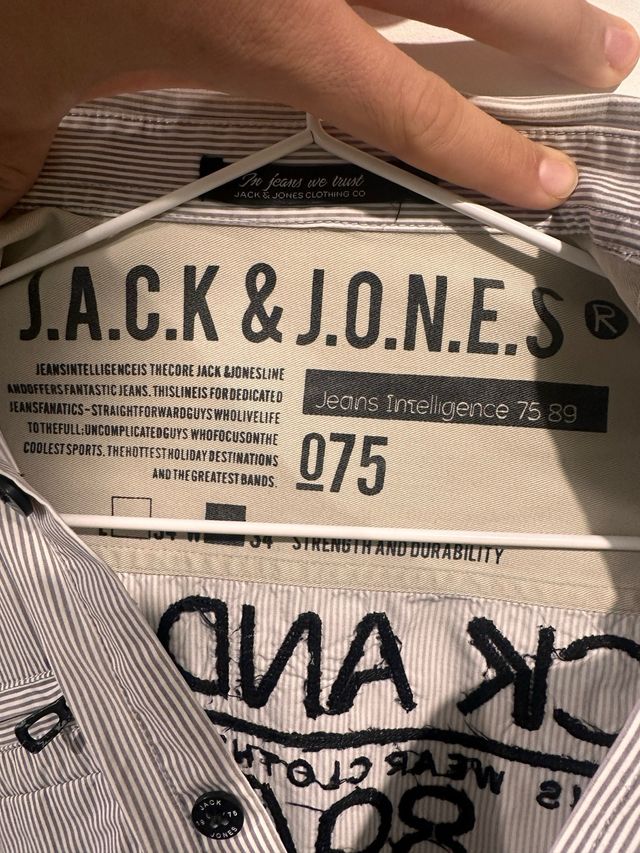 Camisa Jack & Jones Rayas Grises Talla como M-L