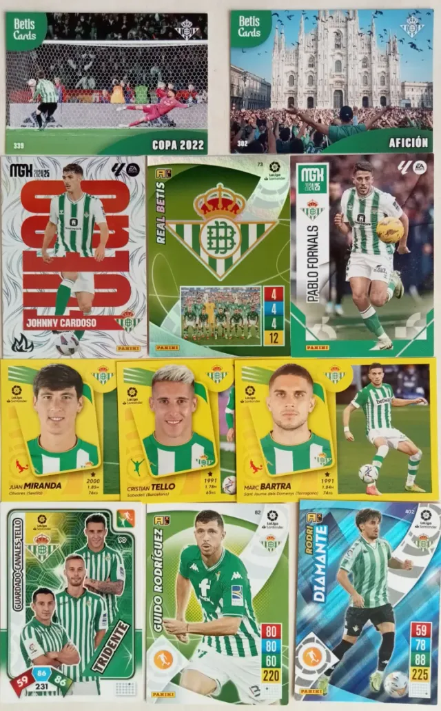 100 cromos Real Betis Balompié Sin Repetir 