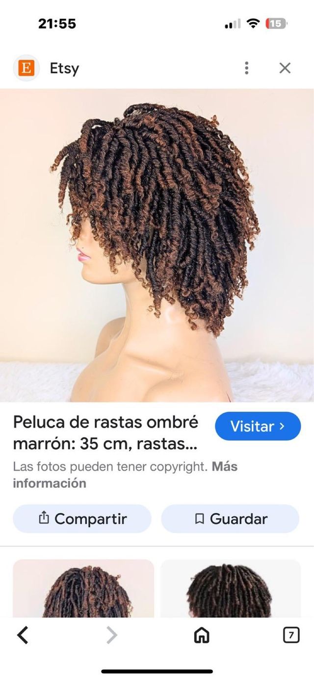 Peluca Rastas Ombré Marrón 35cm
