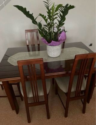 6 Sillas de Comedor Madera y Tela, sin Mesa