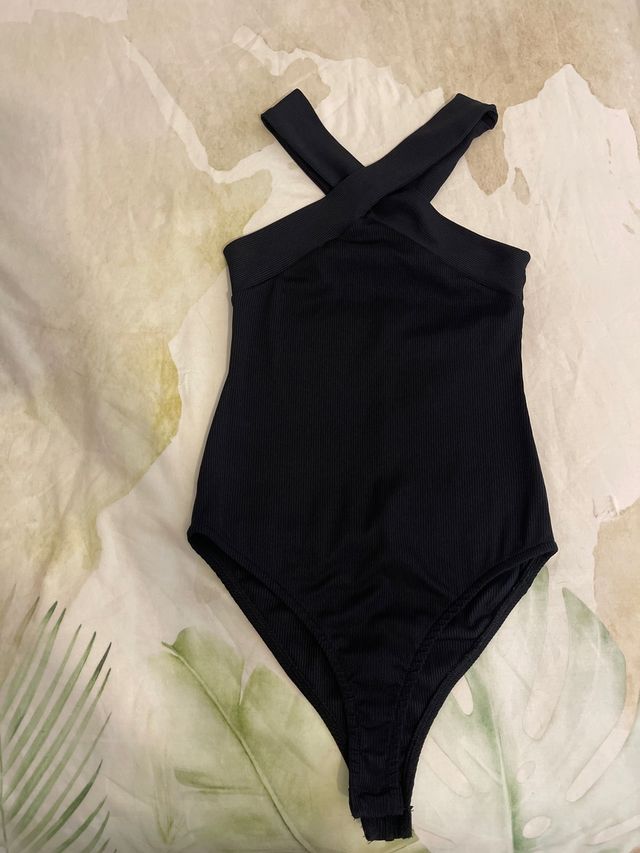 Body Zara cuello cruzado plisado S