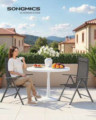 Sedia da giardino, pieghevole, set di 2, con telai