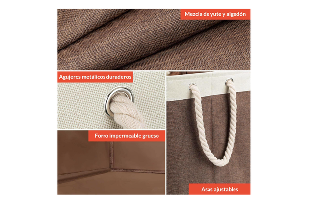 Cesto Ropa COSYLAND 65L Beige/Marrón