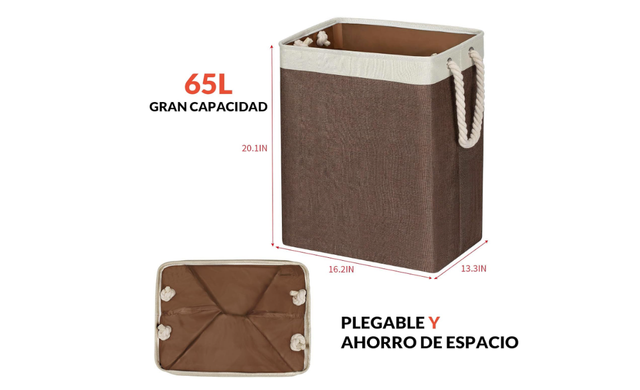 Cesto Ropa COSYLAND 65L Beige/Marrón