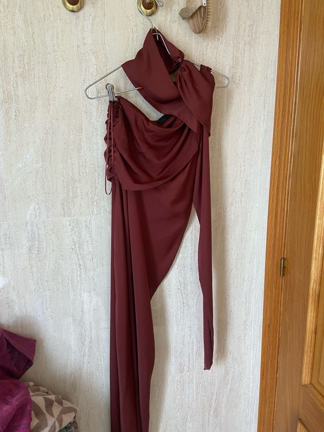 Vestido invitada color marrón. Talla M.