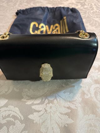 Bolso Cavalli Class Negro con Cadena Dorada