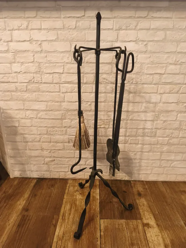 Conjunto Herramientas Chimenea Metal Negro