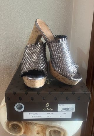 Zapatos Mule d'cabello Plataforma Tejido Talla 38