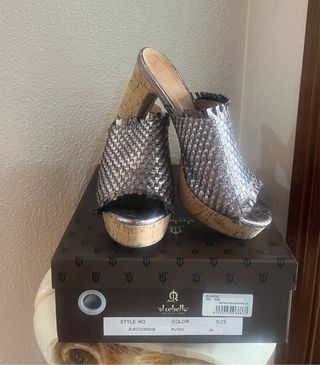 Zapatos Mule d'cabello Plataforma Tejido Talla 38