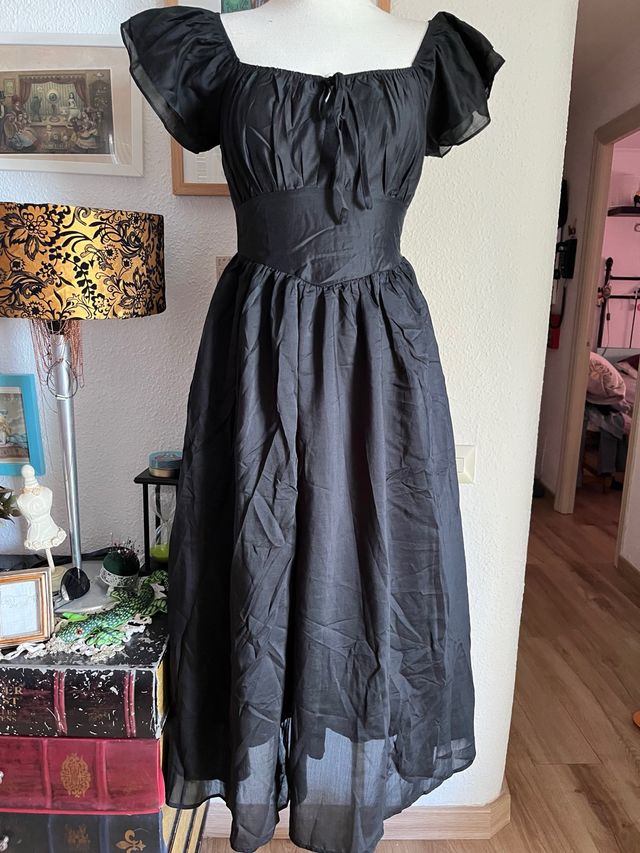 Vestido Medieval Rockabilly Talla S Negro