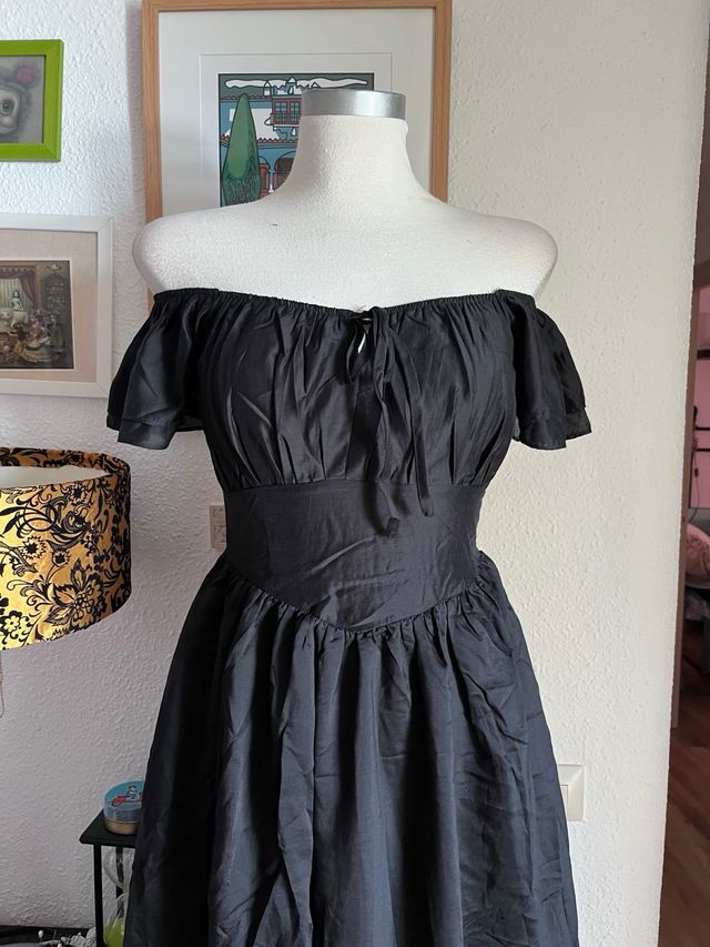 Vestido Medieval Rockabilly Talla S Negro