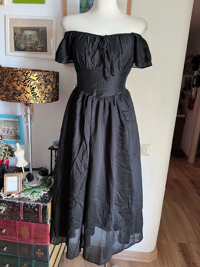 Vestido Medieval Rockabilly Talla S Negro