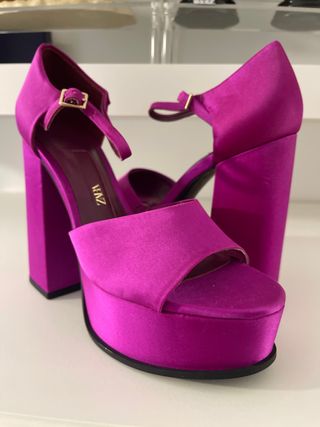 Tacones Zara Fucsia Talla 37