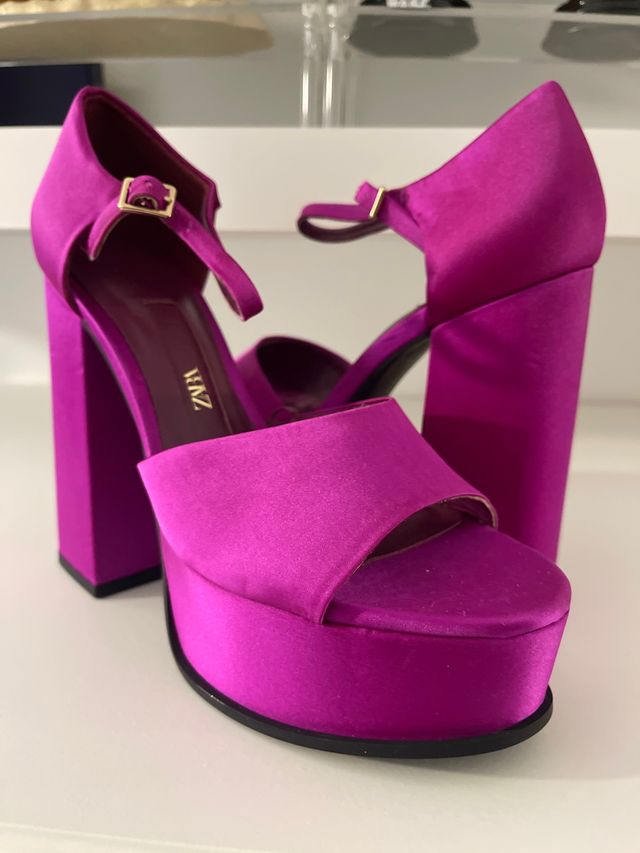 Tacones Zara Fucsia Talla 37