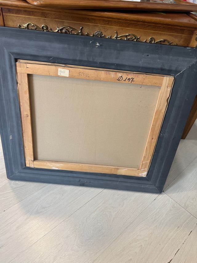 Óleo Lienzo Calle Lluviosa Carruaje Figuras