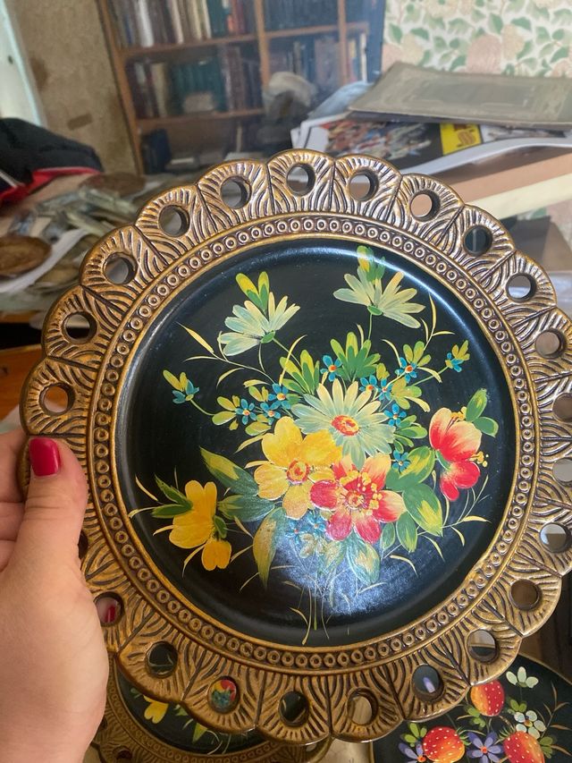 Set 4 piatti decorativi dipinti a mano