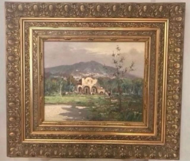 Cuadro al óleo con marco dorado