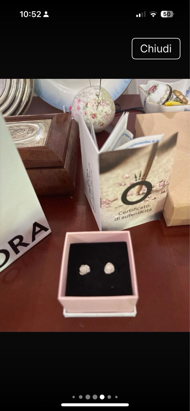 Orecchini Pandora Rosa e Bianchi, montatura in arg