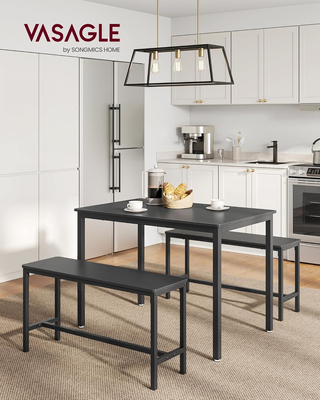 Tavolino da Pranzo con 2 Panche, Set di 3 Pezzi, T