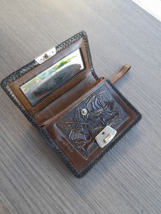 Cartera de piel mujer con flores