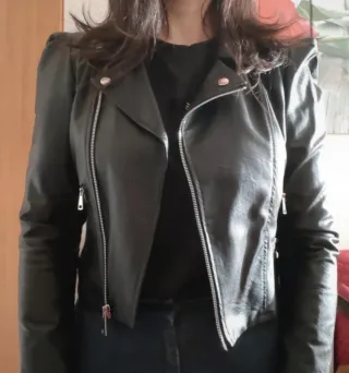Giubbino ecopelle donna nero