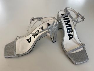 Tacones Bimba y Lola Glitter Plata Talla 36