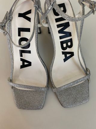 Tacones Bimba y Lola Glitter Plata Talla 36