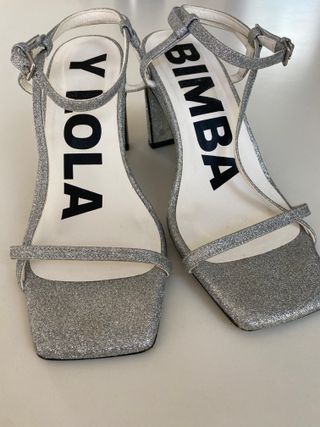 Tacones Bimba y Lola Glitter Plata Talla 36