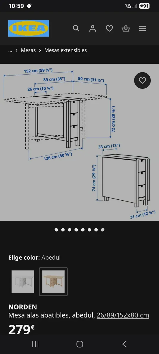 Mesa plegable madera con cajones + 4 sillas