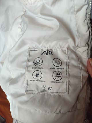 Plumífero Zara Beige Plumas Pato