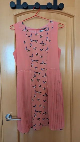 Vestido Papel Plane salmón pajaritos