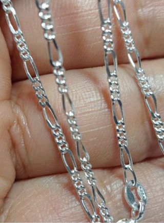 Magnifica Cadena Figaro 45cm Plata De Ley 925