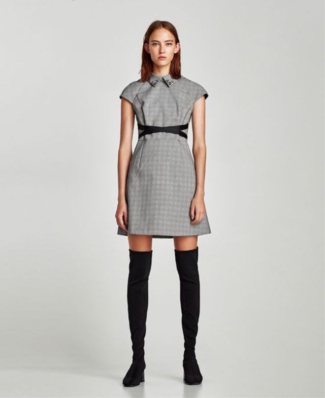 Vestido gris cuadros