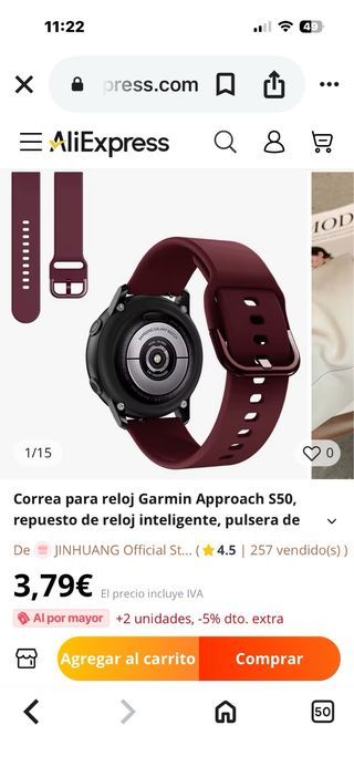 Garmin Approach S3 GPS Reloj Golf correa rota  7eu