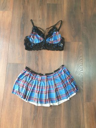 Disfraz Colegiala Azul talla grande